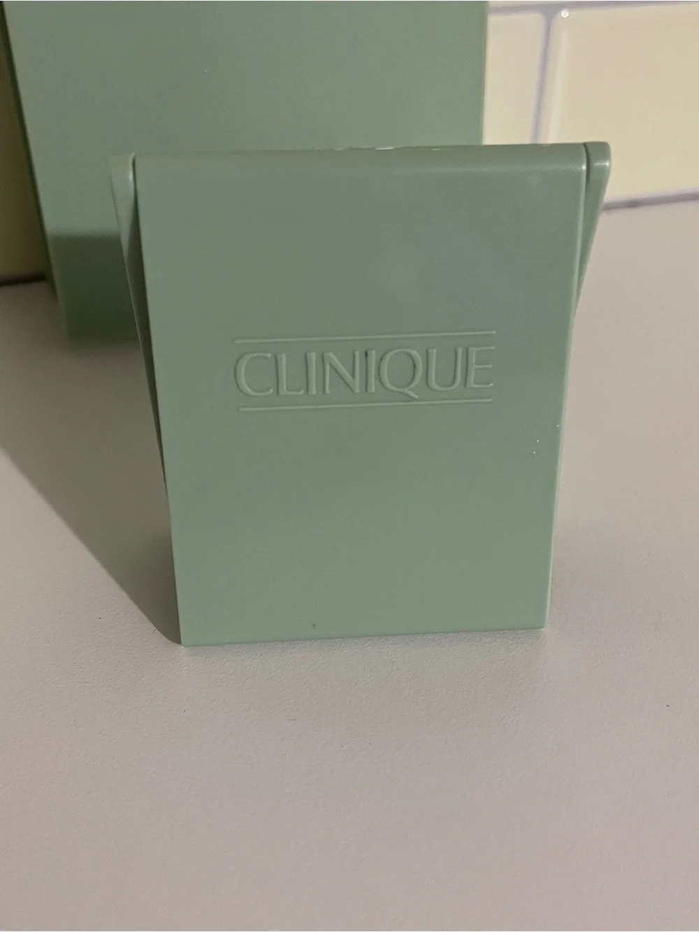 Clinique classic Clinique green folding compact mirror 2x2.25”